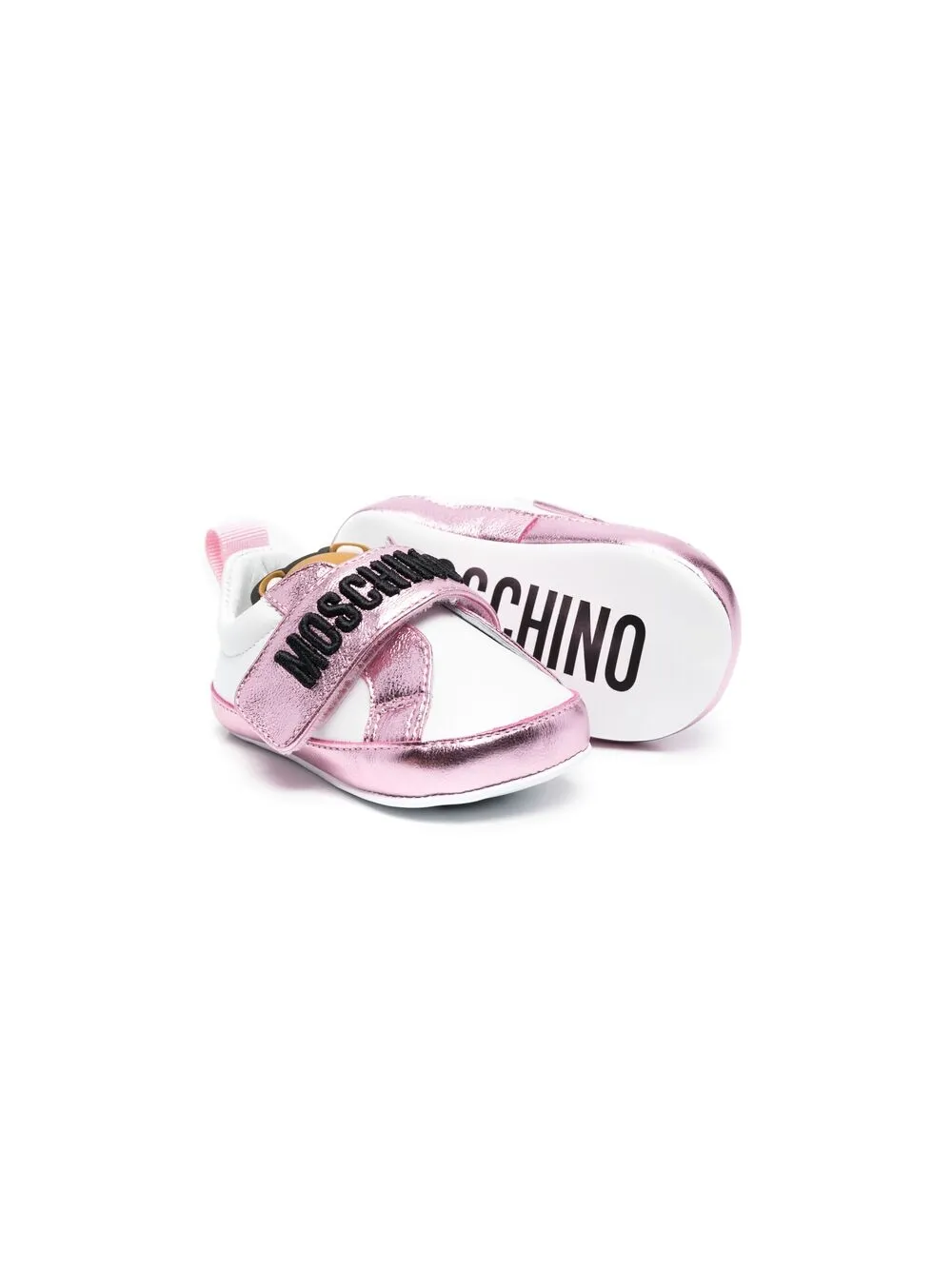 фото Moschino kids балетки с вышитым логотипом teddy