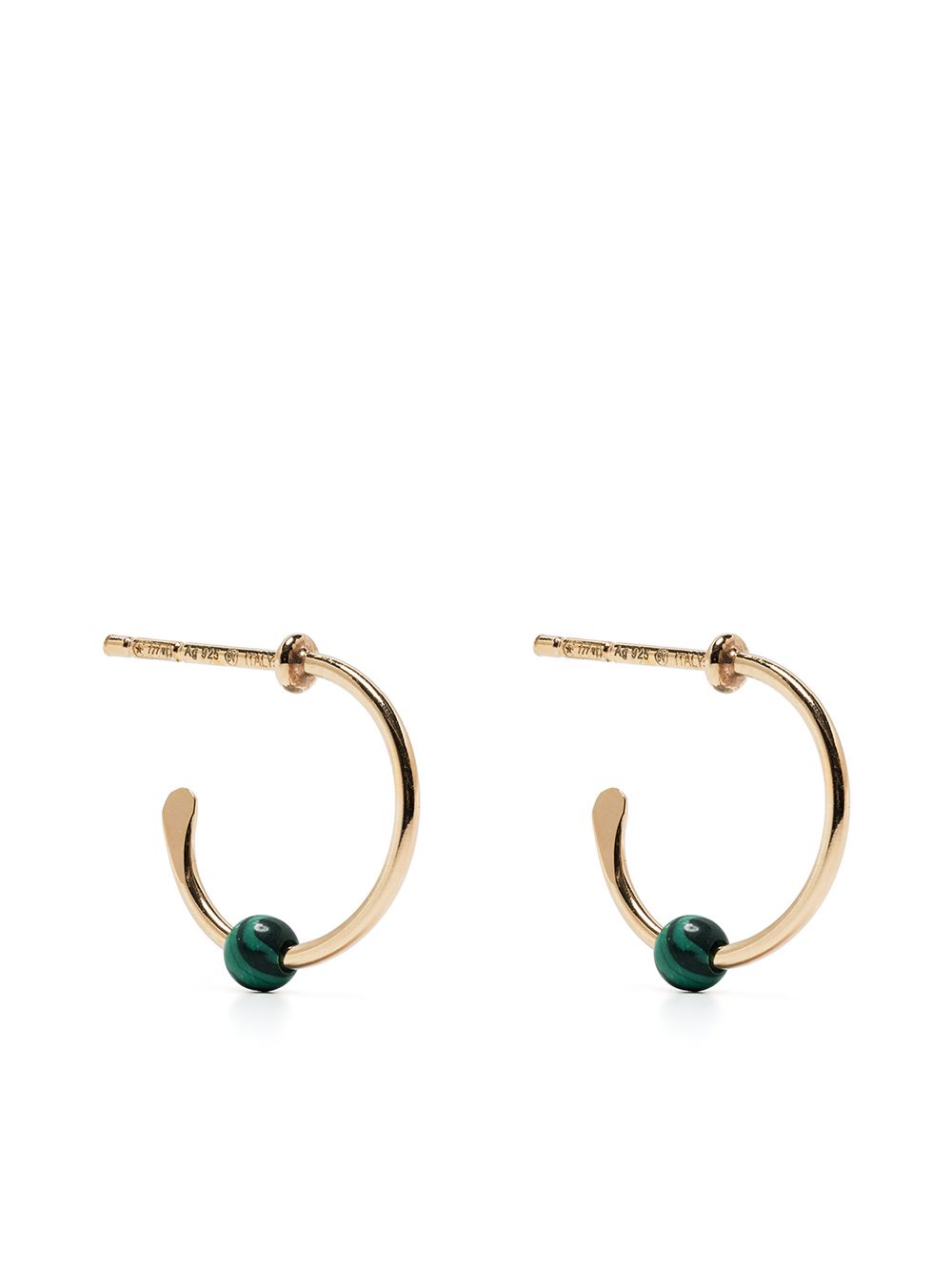 Bottega Veneta malachite bead hoop earrings