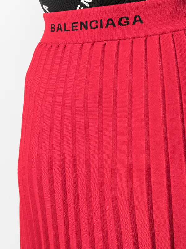 Balenciaga Pleated Midi Skirt | Red | FARFETCH