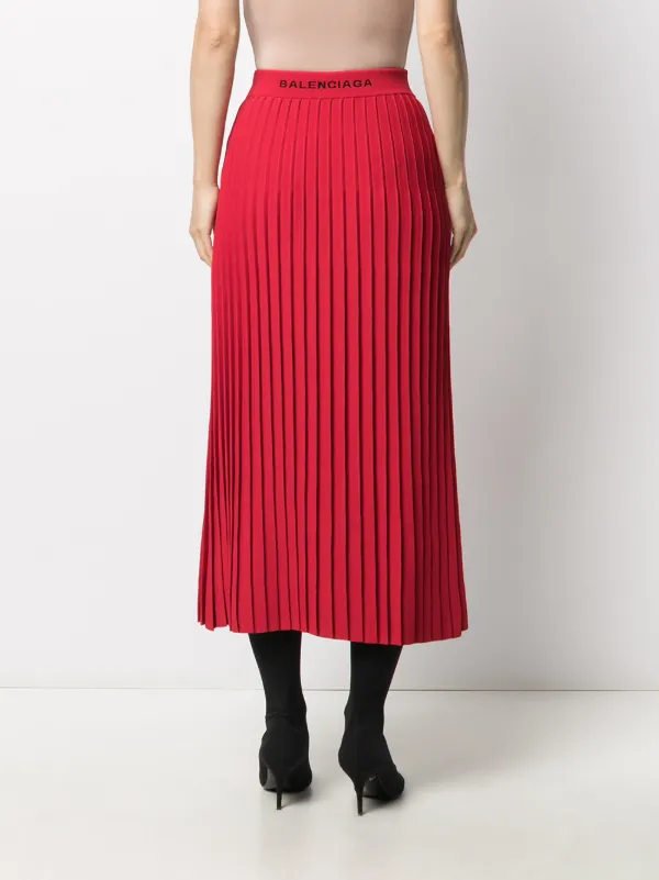 Balenciaga Pleated Midi Skirt | Red | FARFETCH ID