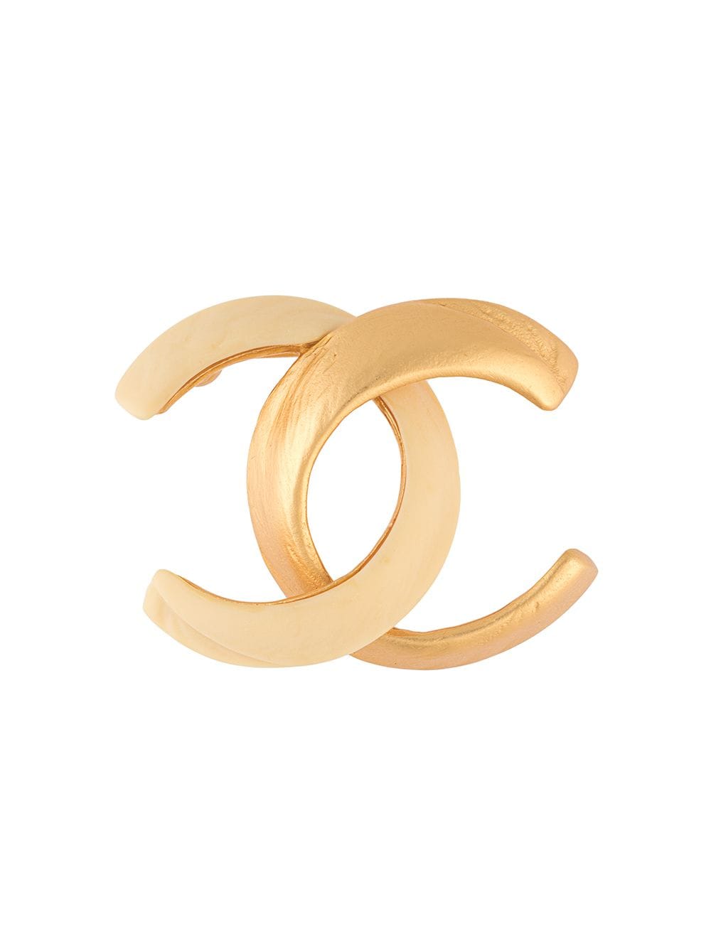 Pre-owned Chanel 2000 Cc Logo Brooch In Gold