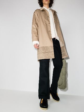 patterned hem trench coat展示图