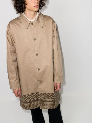 patterned hem trench coat展示图