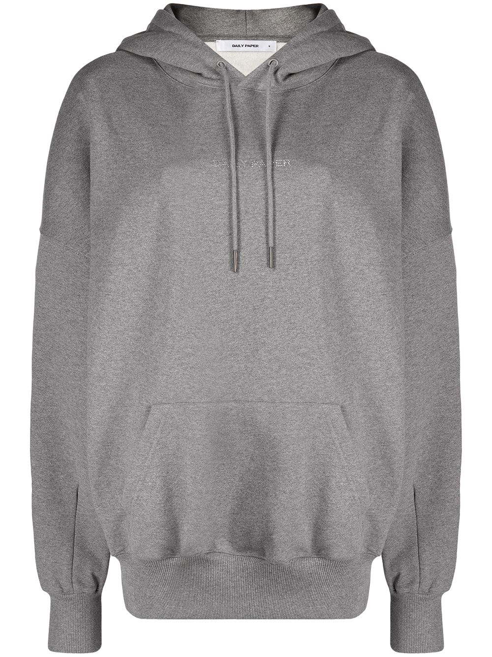 Horhine rhinestone-logo cotton hoodie