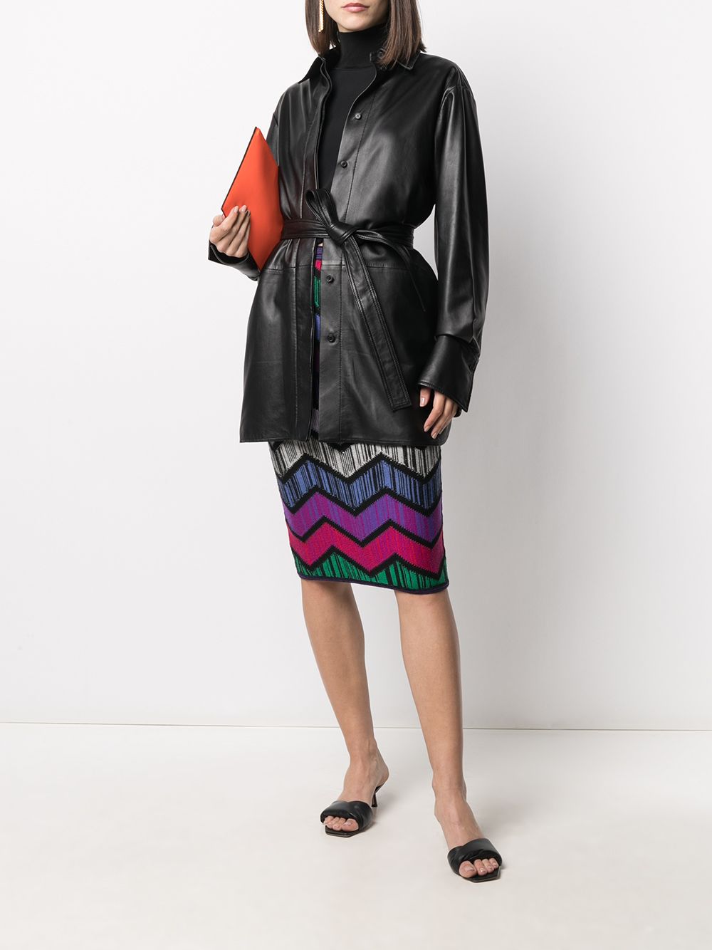 фото Versace pre-owned трикотажная юбка с узором зигзаг
