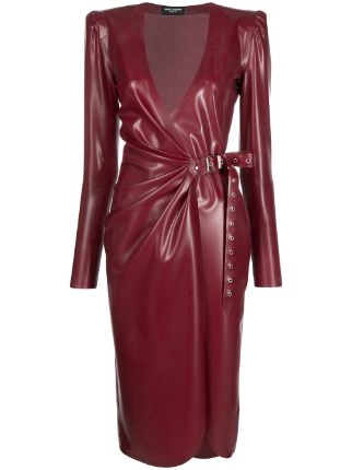 saint laurent red latex dress