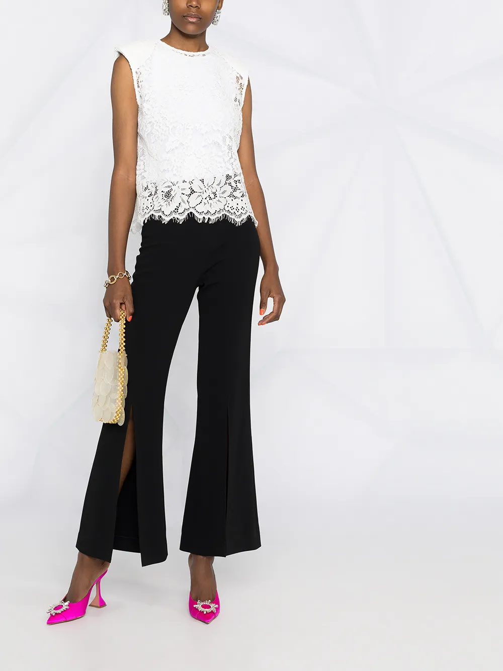 Image 2 of Self-Portrait sleeveless cord lace blouse
