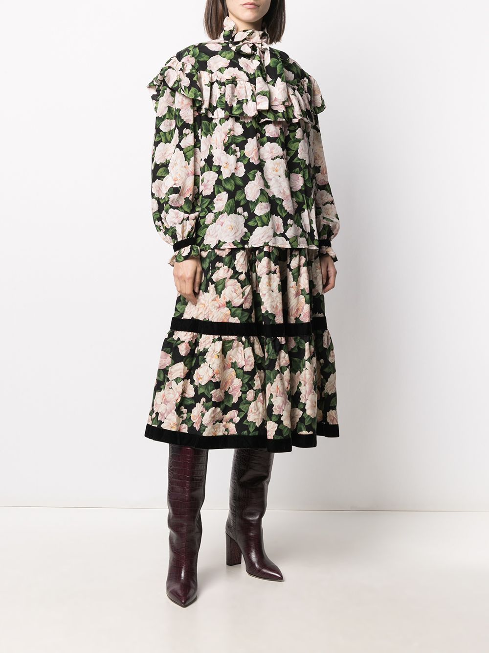 фото Yves saint laurent pre-owned платье с оборками и цветочным принтом