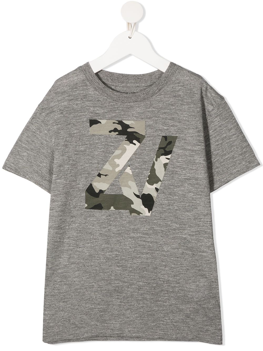 Shop Zadig & Voltaire Teen Camouflage-print Cotton T-shirt In Grey