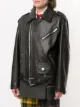 Monse patchwork herringbone leather biker jacket