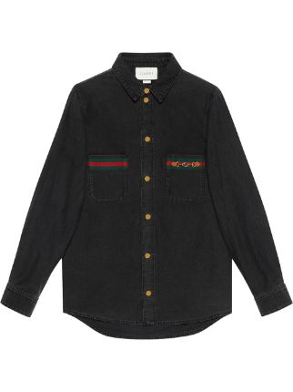 Gucci Web-detail Denim Shirt - Farfetch