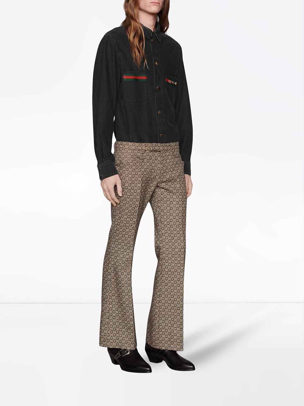 фото Gucci джинсовая рубашка с отделкой web