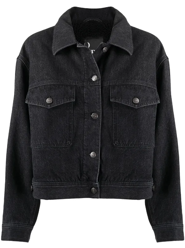 shearling denim jacket black