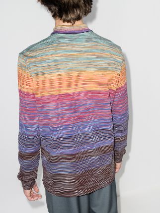 gradient-effect fine-knit polo shirt展示图