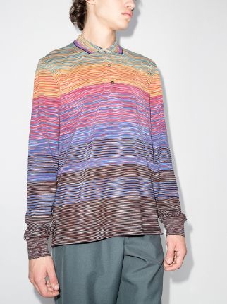 gradient-effect fine-knit polo shirt展示图