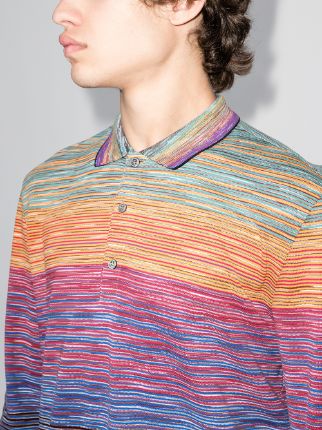 gradient-effect fine-knit polo shirt展示图