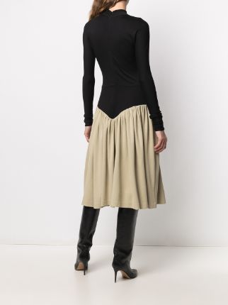 two-tone longsleeved midi dress展示图