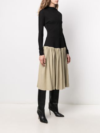 two-tone longsleeved midi dress展示图