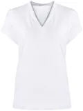 Brunello Cucinelli silvery trim V-neck T-shirt - White