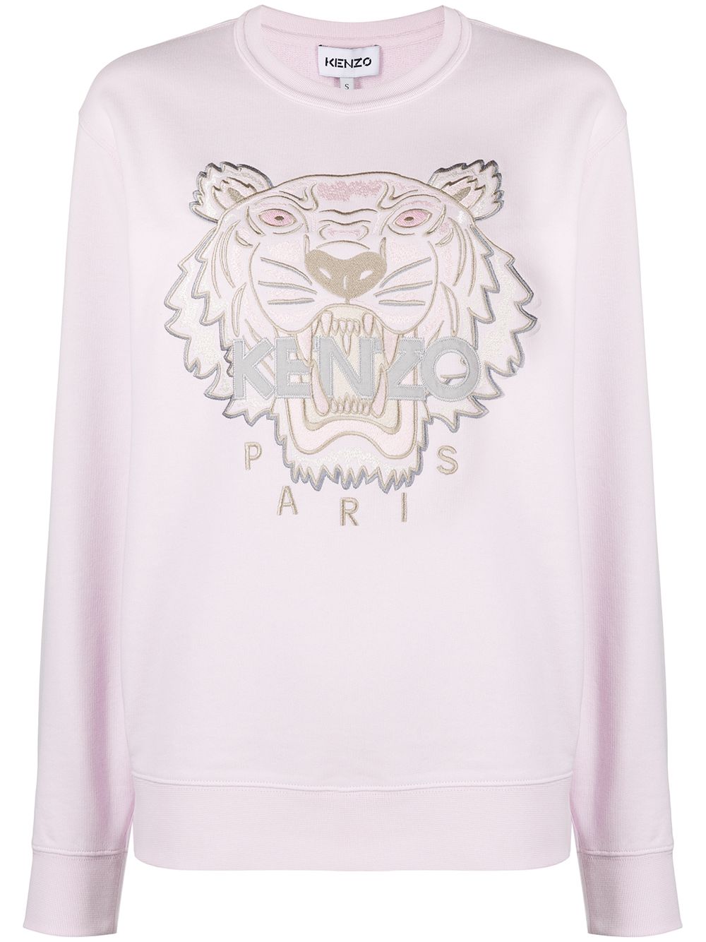 Kenzo Embroidered Tiger Crew Neck Sweatshirt In Pink