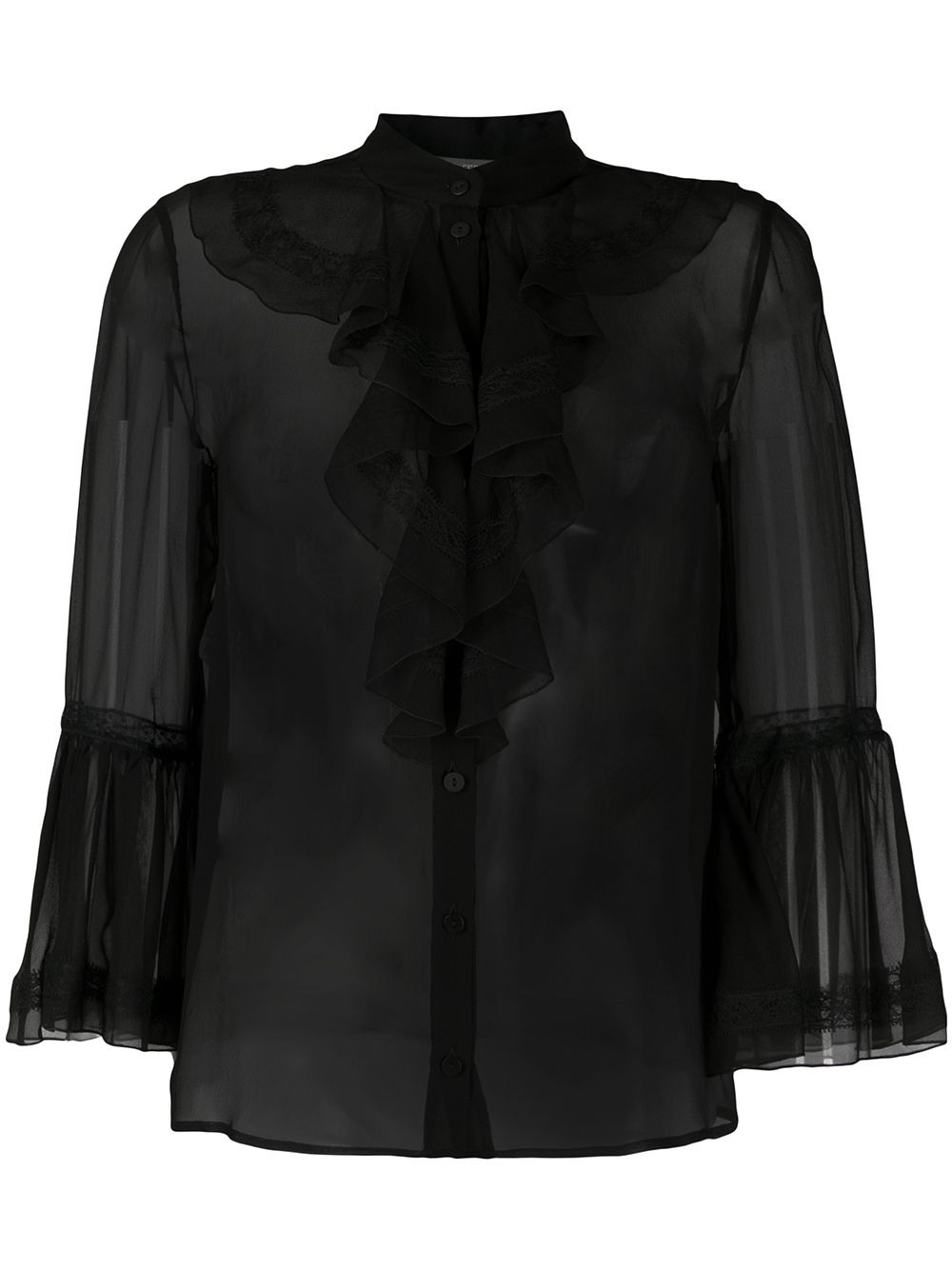 Alberta Ferretti Poet Sleeve Silk Top In Black