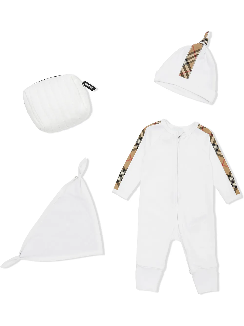 Burberry Kids チェックトリム ベビーウェア セット - ホワイト Burberry Kids チェックトリム ベビーウェア セット - ホワイト