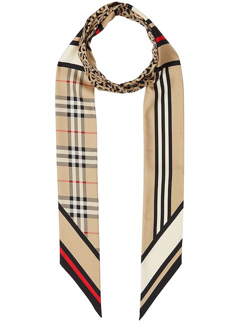 Burberry montage-print silk skinny scarf