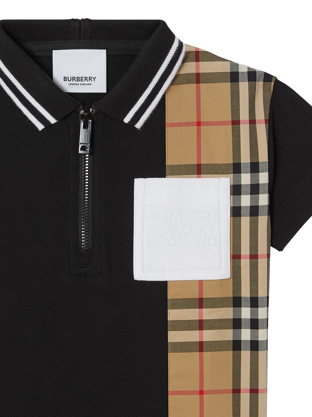 фото Burberry kids рубашка поло со вставкой в клетку vintage check