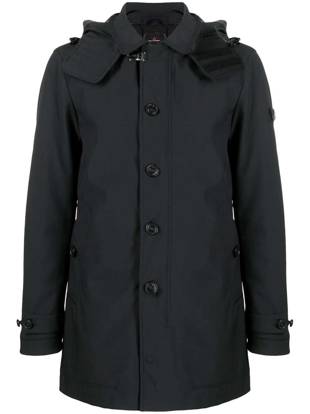 Peuterey Single-breasted Hooded Coat In Black