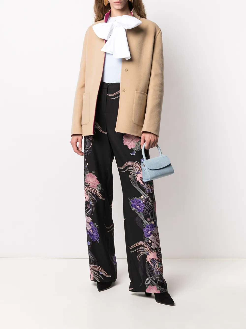 Alberta Ferretti Short Reversible Virgin Wool-blend Coat In Neutral