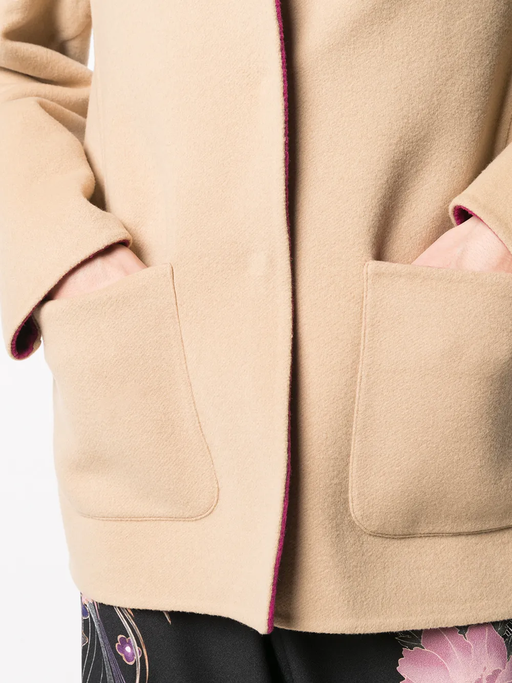 Alberta Ferretti Short Reversible Virgin Wool-blend Coat In Neutral