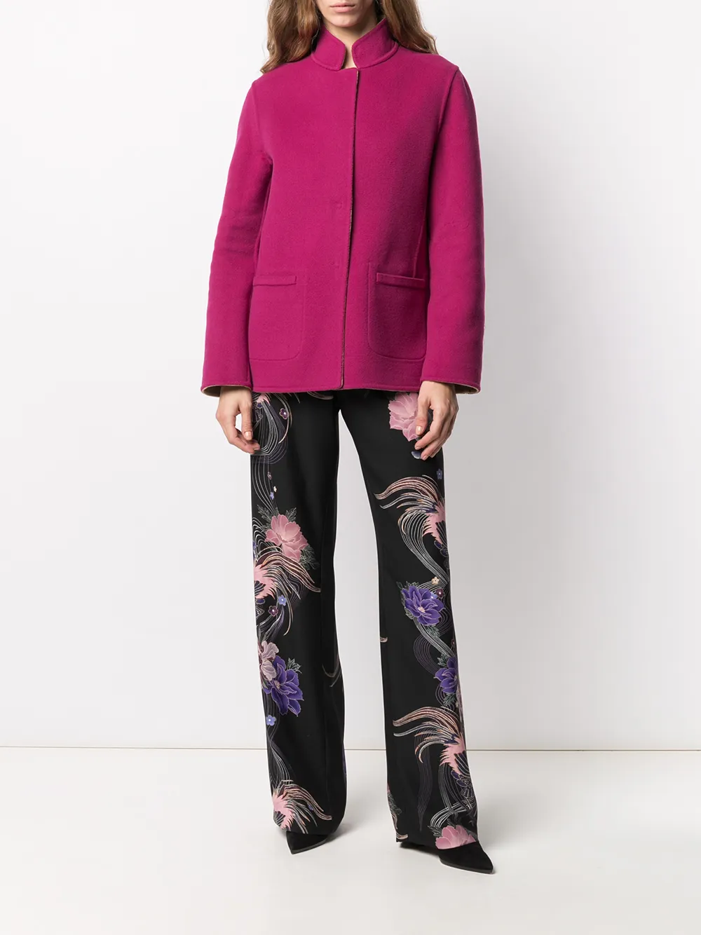 Short Reversible Virgin Wool-Blend Coat
