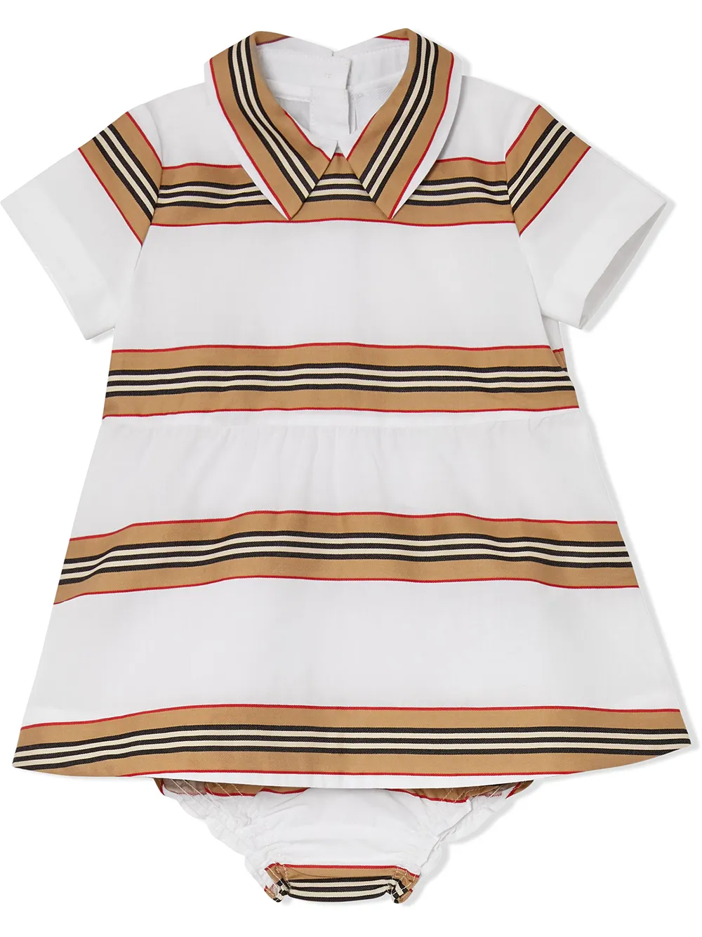 

Burberry Kids vestido con bloomers Icon Stripe - Blanco