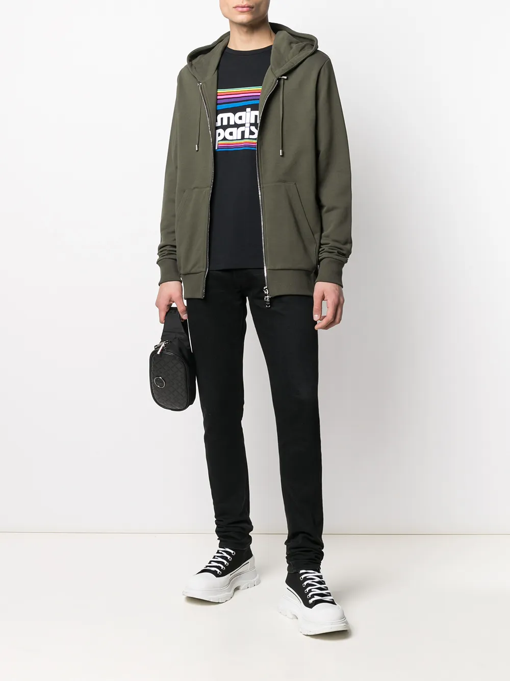 Balmain Hoodie met rits - Groen
