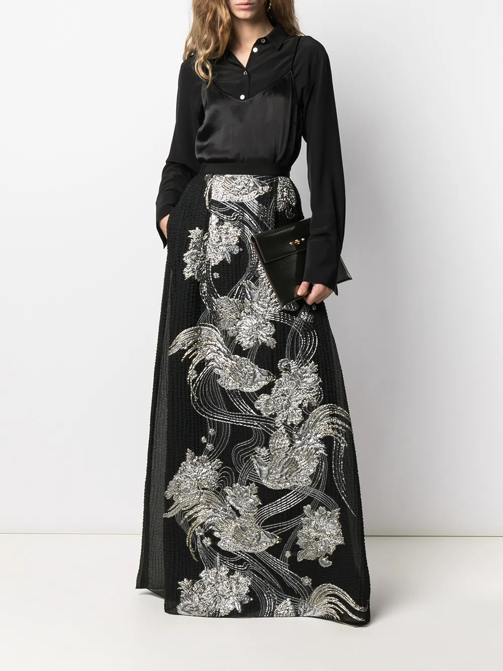Alberta Ferretti Metallic maxi-rok Zwart