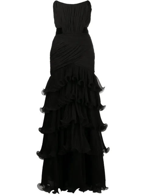 Alberta Ferretti sleeveless ruffle silk gown