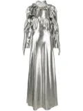 Alberta Ferretti metallic ruffled gown - Silver