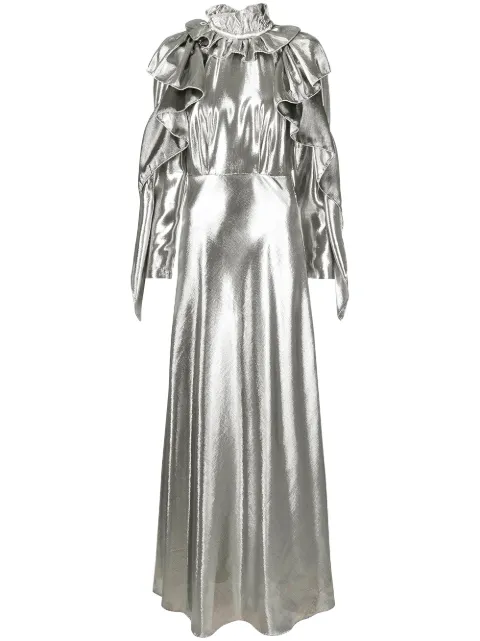 Alberta Ferretti metallic ruffled gown