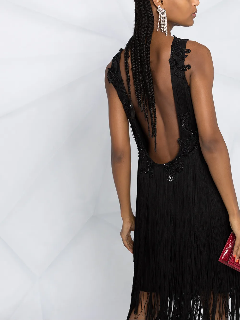 Alberta Ferretti Midi-rok met kwastje Zwart