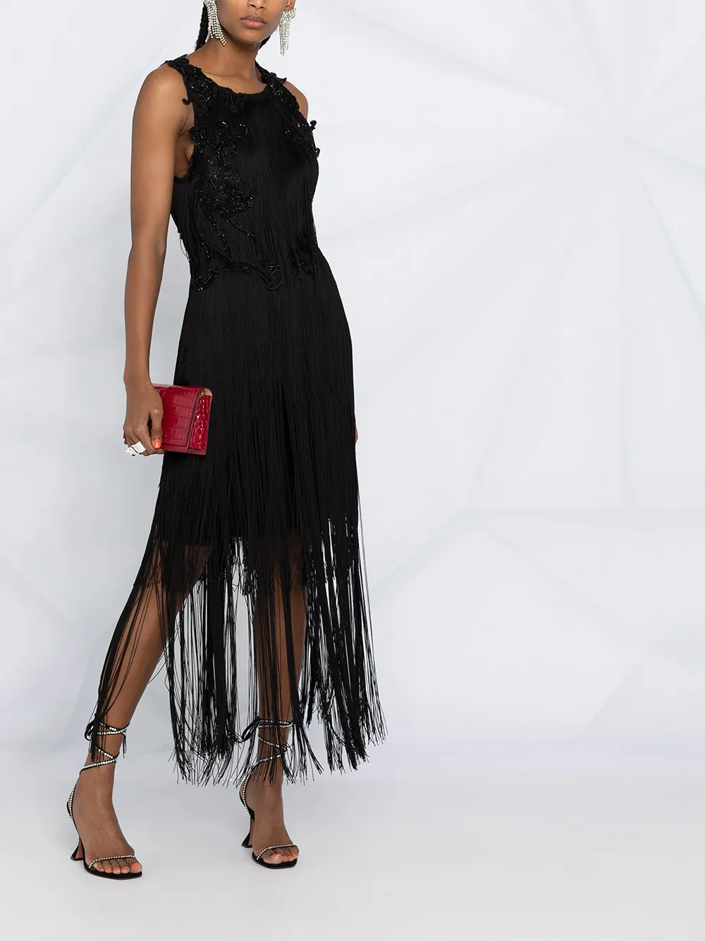Alberta Ferretti Midi-rok met kwastje - Zwart