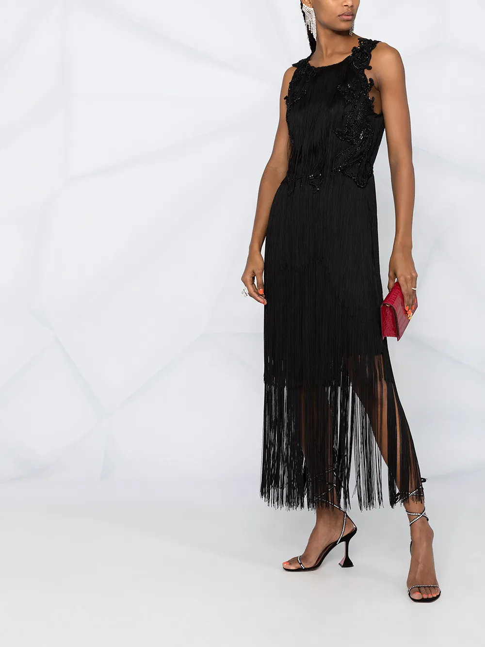 Alberta Ferretti Midi-rok met kwastje Zwart