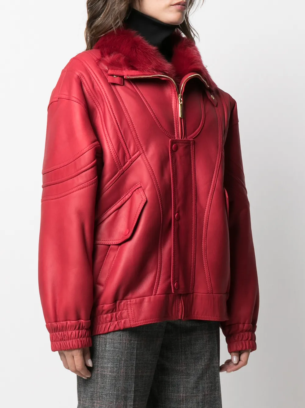 Alberta Ferretti Leren jack Rood