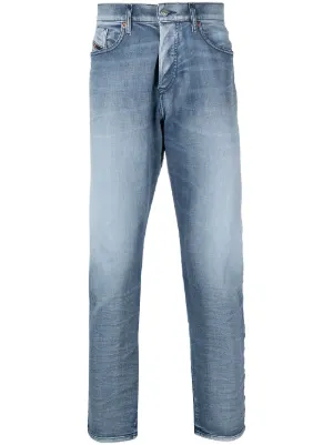 dark blue tapered jeans