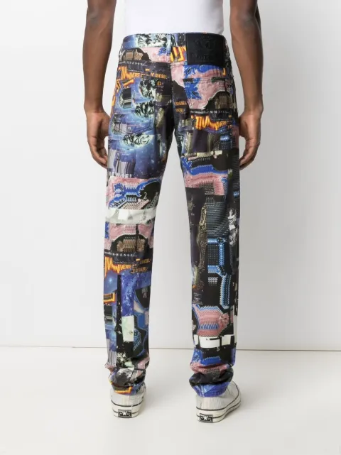 Diesel Blue D Kras Graphic Print Jeans For Men A02598009vb At Farfetch Com