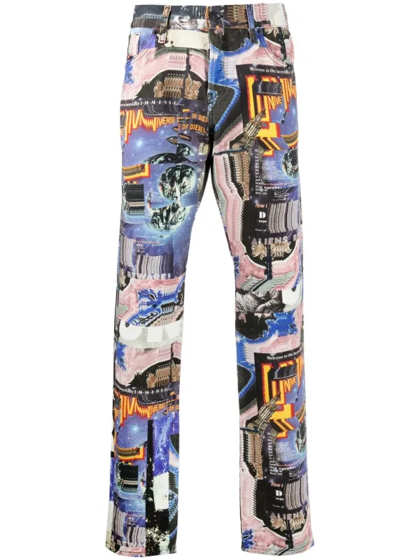 Diesel Blue D Kras Graphic Print Jeans For Men A02598009vb At Farfetch Com