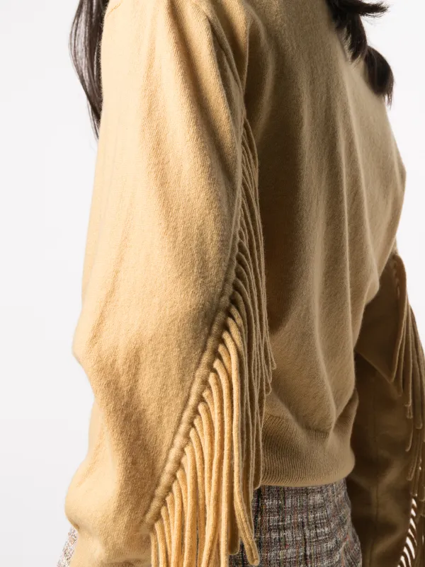 yellow fringe sweater