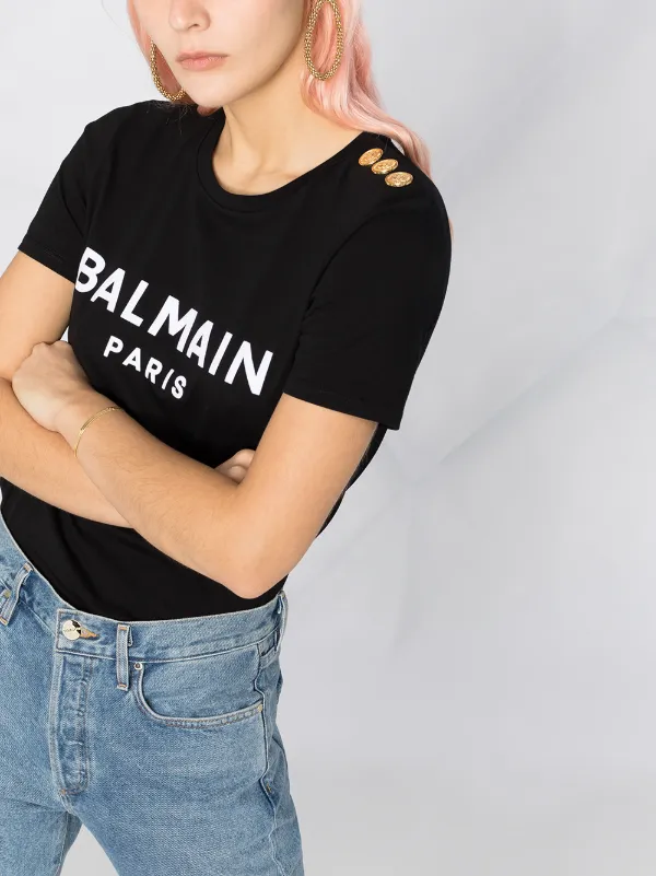Balmain logo-print T-shirt | Black | FARFETCH