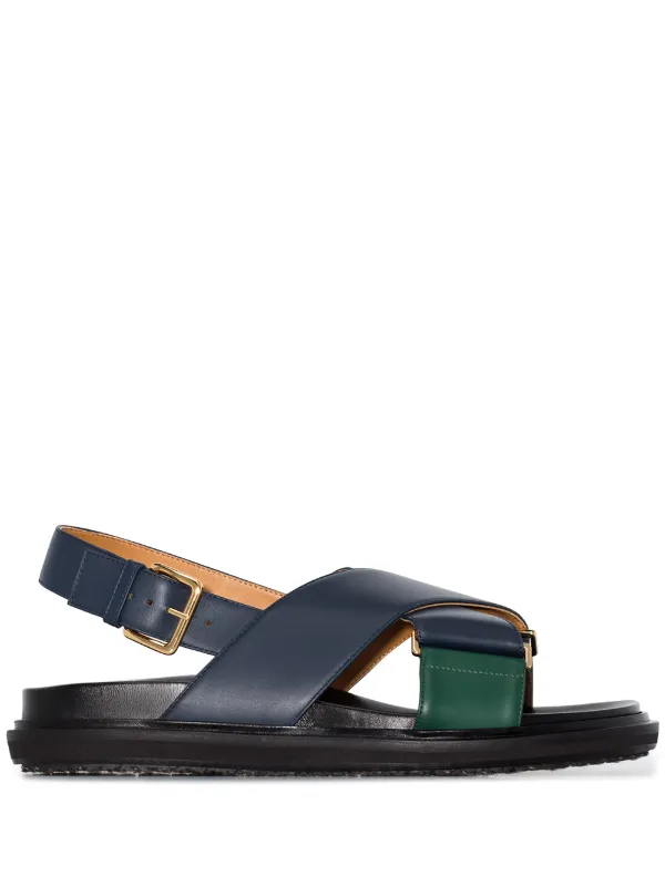 burberry color block leather slides