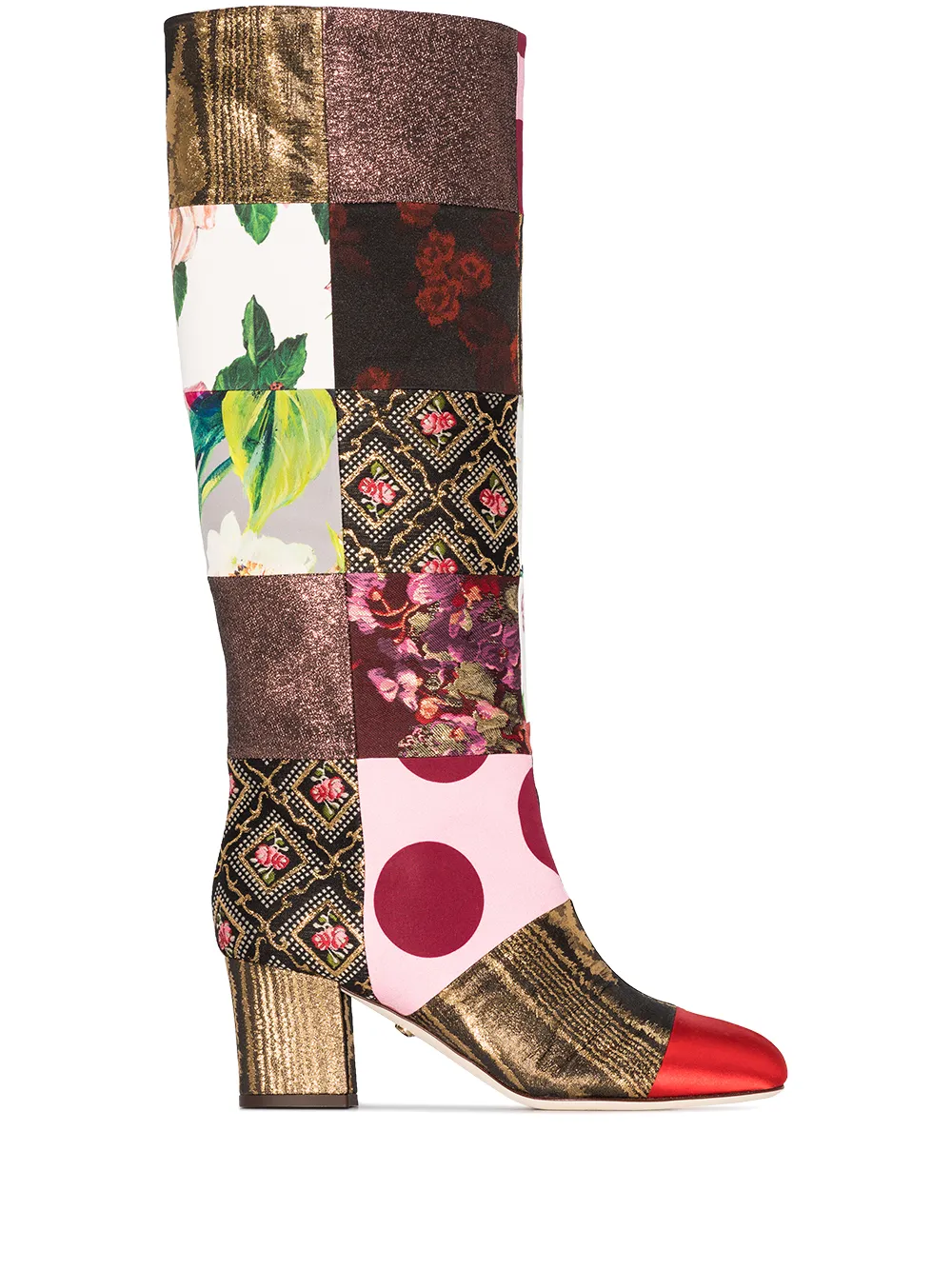 DOLCE & GABBANA PATCHWORK KNEE-HIGH BOOTS