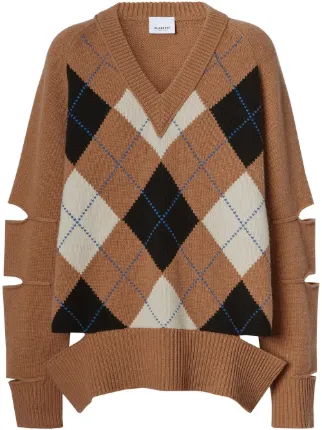 brown argyle jumper